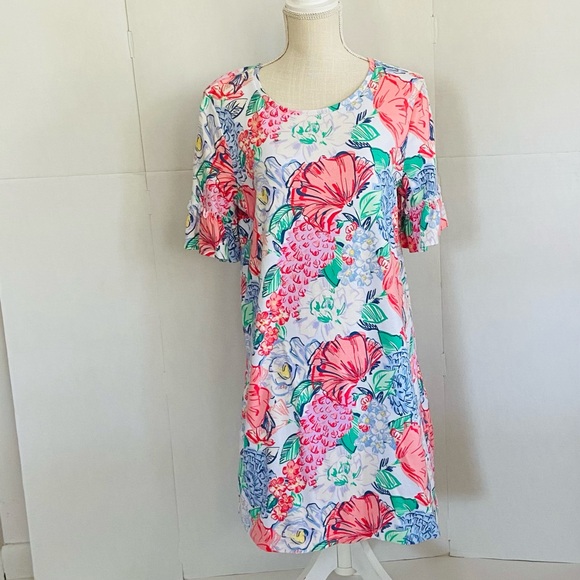 Kim Rogers Floral Dress - Bright Multicolor. Medium Ruffled Sleeve 100% Cotton - Picture 11 of 16